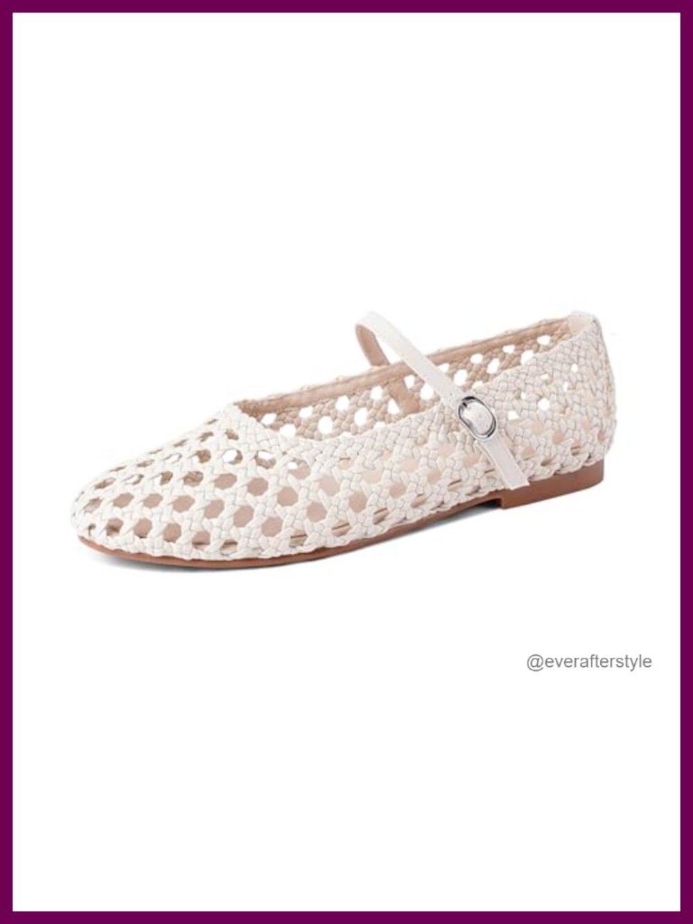 Women's Woven Mesh Ballet Flats Round Toe Buckle Strap Mary Jane